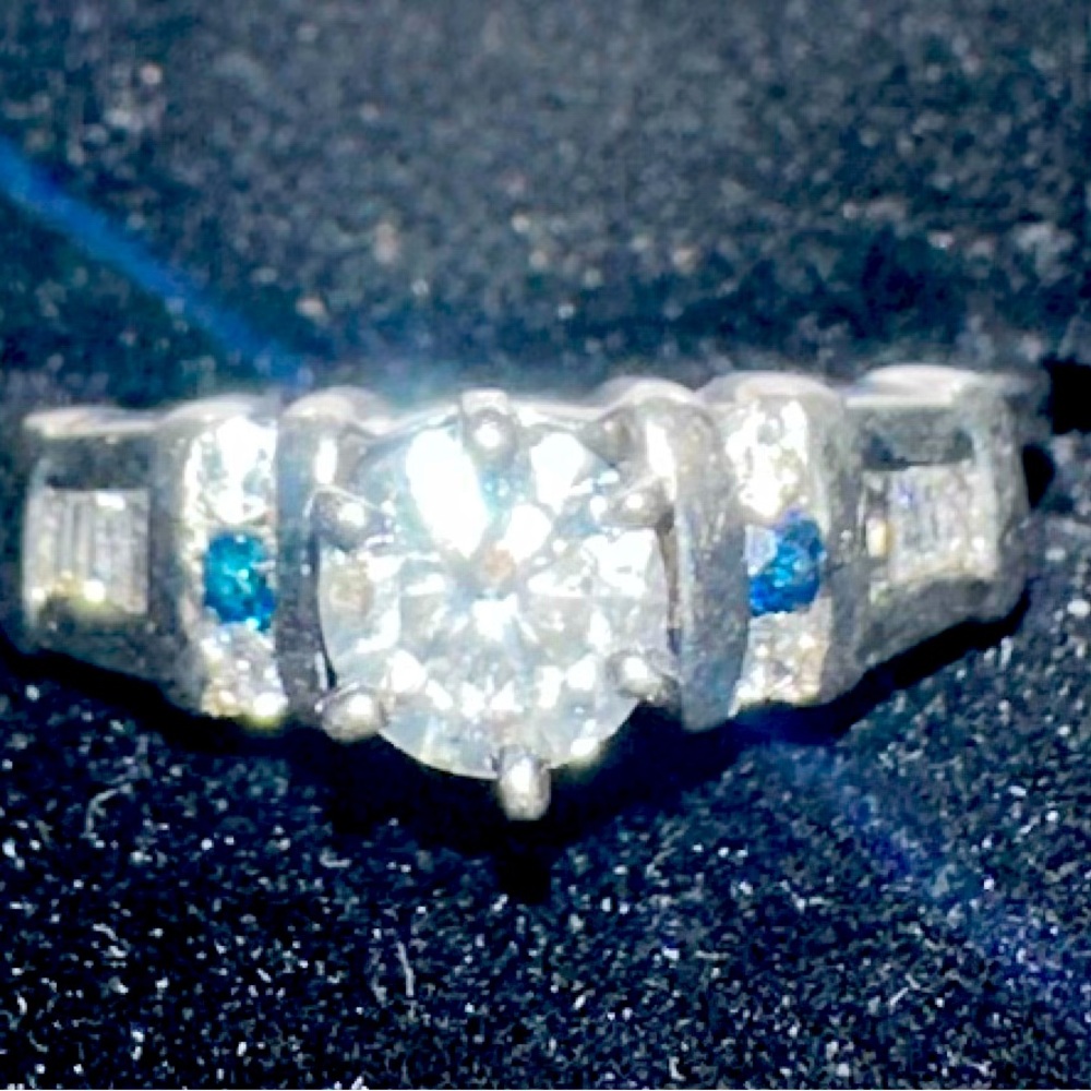 Engagement ring with wedding band ring guard, size 6.